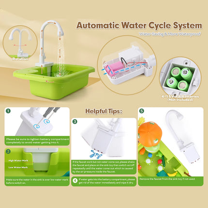 Kids Kitchen Toy Sink Electric Dishwasher Educational Play by zapcart