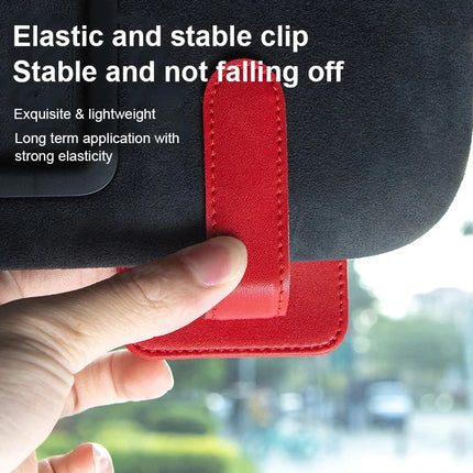 ZUIMI Car Sunglasses Holder Leather Clip Multifunction Visor Hanger For Drivers