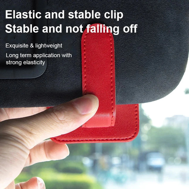 ZUIMI Car Sunglasses Holder Leather Clip Multifunction Visor Hanger For Drivers