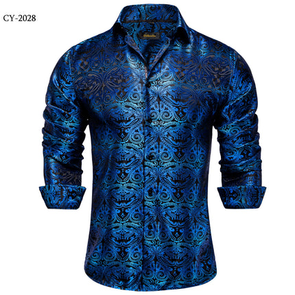 HenanChoice Mens Jacquard Paisley Shirt Long Sleeve Luxury by zapcart