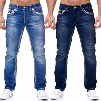ZHANLINWUCN Mens Elastic Straight Jeans High Quality by zapcart