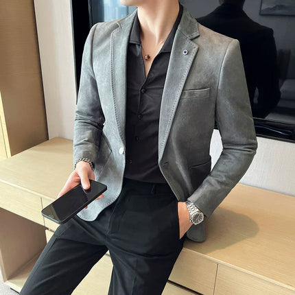 Mens Slim Fit Velvet Blazer Coat CN Zhejiang Plus Size 4XL by zapcart