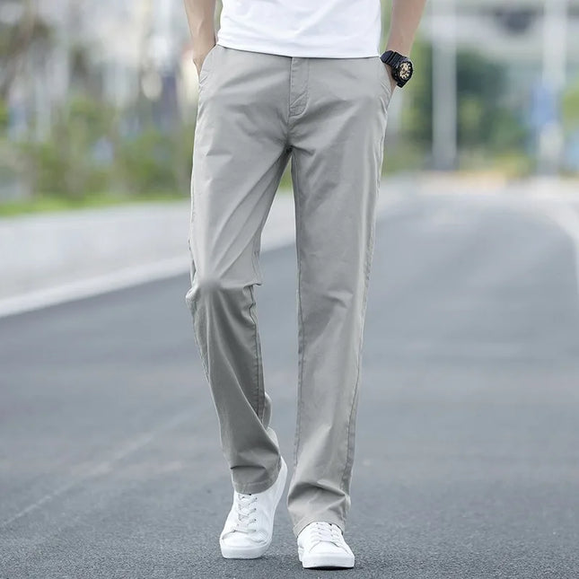 CN Guangdong Men Cotton Chinos Plus Size Summer Lightweight by zapcart