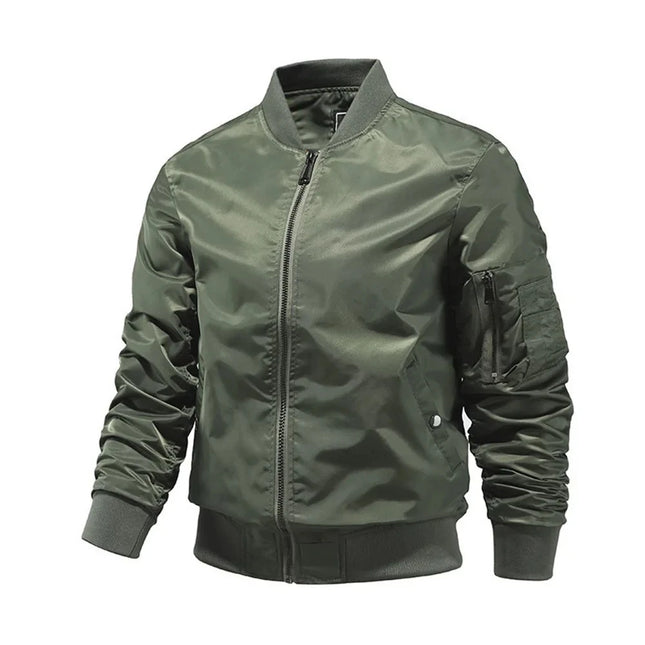 CN Jiangxi Men Bomber Jacket Solid Color Aviator Style by zapcart