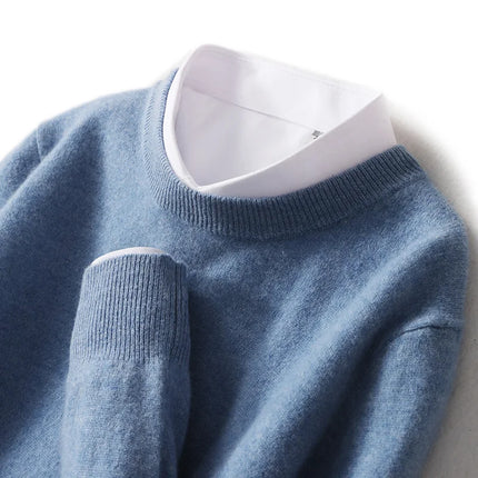Ganleawort Men Wool Sweater Round Neck Warm Knit Pullover by zapcart