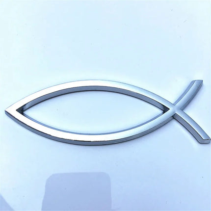 Jesus Fish Chrome Car Emblem WL115 Peace Faith 3D Badge by zapcart
