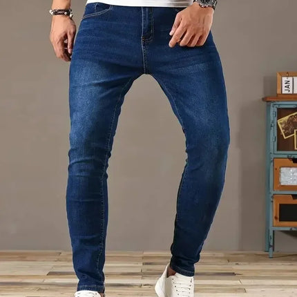 CN Guangdong Mens Slim Fit Jeans Classic Skinny Denim Blue by zapcart