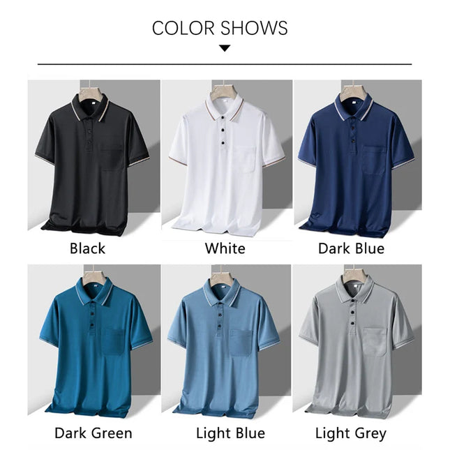 Tfetters Mens Polo Shirt Breathable Anti Wrinkle Pocket by zapcart