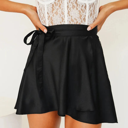 Wrap Green Satin Mini Skirt Women Ruffle Vintage Lolita by zapcart