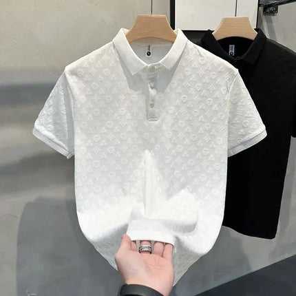 Breathable Ice Silk Mens Polo Shirt Hollow Short Sleeve CN by zapcart
