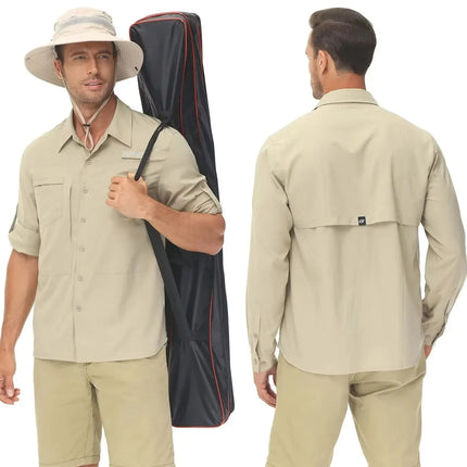 Men UPF 50 Fishing Shirt Back Mesh Sun Protection Casual by zapcart