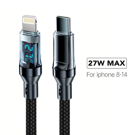 OOZCC LCD Watt Display Cable 120W Fast Charge for iPhone