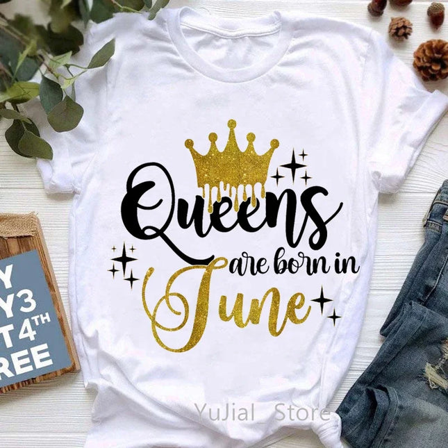 Queen Are Born In January To December Bold Graphic Tee Women by zapcart