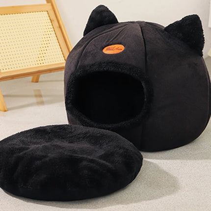 Cat Head Shape Cute And Comfortable Warm Cat House Safe Sleep Cave Non-Slip Semi-Closed Design Four Seasons Universal Cat Nest by zapcart