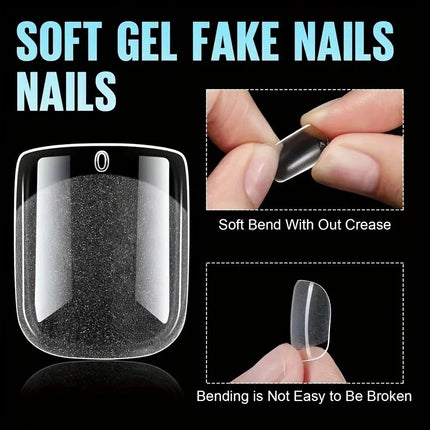 Soft Gel Fake Nails 120pcs Short Square Tips DIY For Women by zapcart