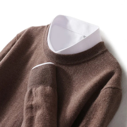 Ganleawort Men Wool Sweater Round Neck Warm Knit Pullover by zapcart