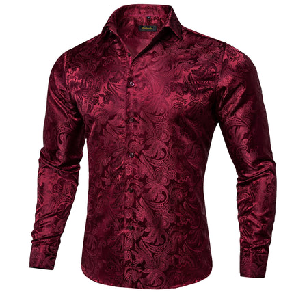 HenanChoice Mens Jacquard Paisley Shirt Long Sleeve Luxury by zapcart