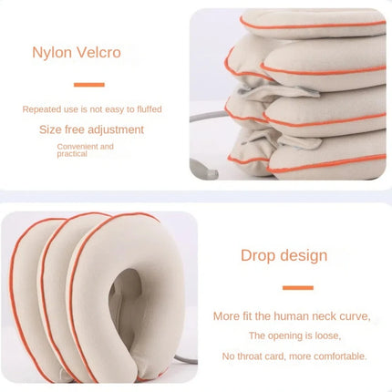 Air Inflatable Cervical Traction Device Orthopedics Massage Adjustable Neck Massage Pillow 4 Layers Neck Support U Neck Pillow by zapcart