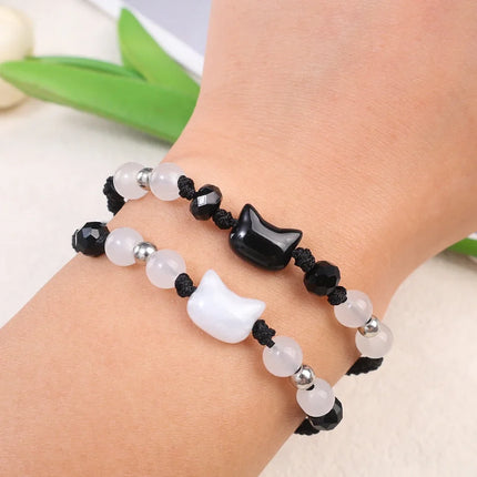 Moonstone Obsidian Couple Bracelets CN Zhejiang Minimalist by zapcart