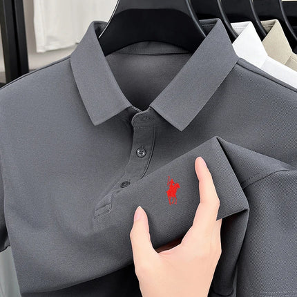 Men's Polo Shirt Embroidered Pony CN Zhejiang Breathable by zapcart