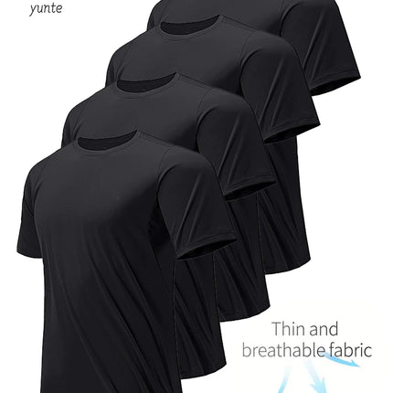 AnhuiChoice Mens Quick Dry T Shirt 4 Pack Ultra Light Black by zapcart