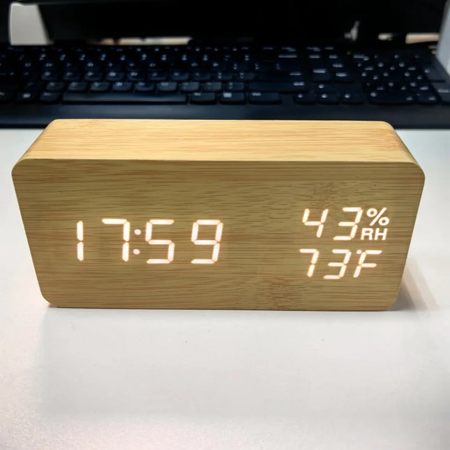 NieNeinChoice Voice Control Wood Digital Alarm Clock Bedroom by zapcart
