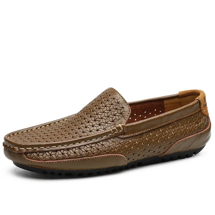 DZAG Men Leather Loafers Breathable Slip On Driving Shoes by zapcart