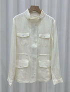 Breathable Linen Jacket For Women Four Pocket Zipper by zapcart