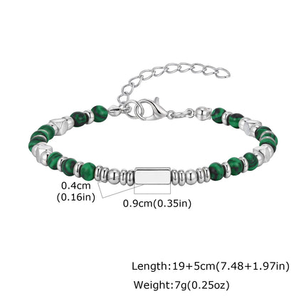 Trendy Unique Natural Stone Beaded Bracelet, Stainless Steel Chain Wristband Bracelet, Classic Tiger Eye Stone Jewelry for Men by zapcart