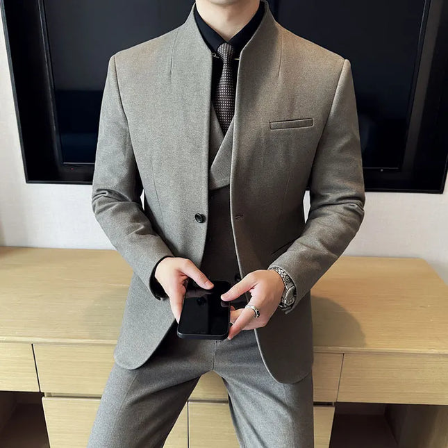 Korean Style Slim Fit Mens Elegant Suit Set By QUHNBGYCN by zapcart