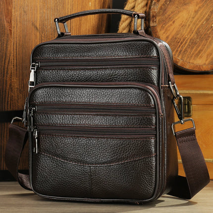 LACHIOURCN Black Leather Messenger Bag For Men Crossbody by zapcart