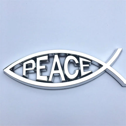 Jesus Fish Chrome Car Emblem WL115 Peace Faith 3D Badge by zapcart