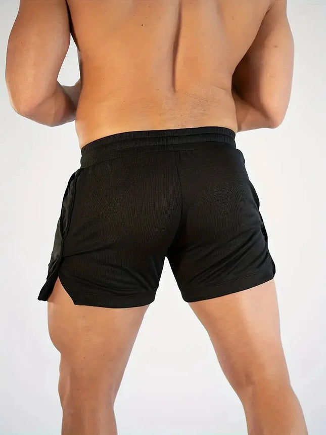 Men's Gym Shorts Elastic Waist With Pockets For Running by zapcart