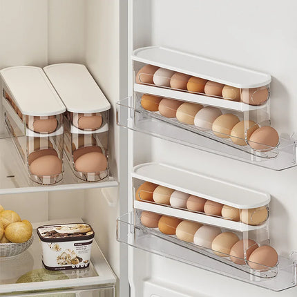 Bilayer Fridge Egg Storage Box Automatic Rolling Eggs Holder Rack Ladder Style Refrigerator Eggs Dispenser Egg Organizers Holder by zapcart