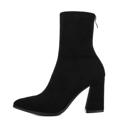 YBQJOOCN Ankle Chunky Chelsea Boots Women Suede Pointed
