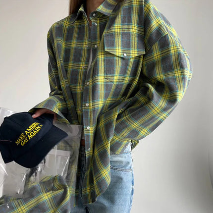 FSMG Plaid Shirt For Women Oversized Relaxed Fit Chic by zapcart