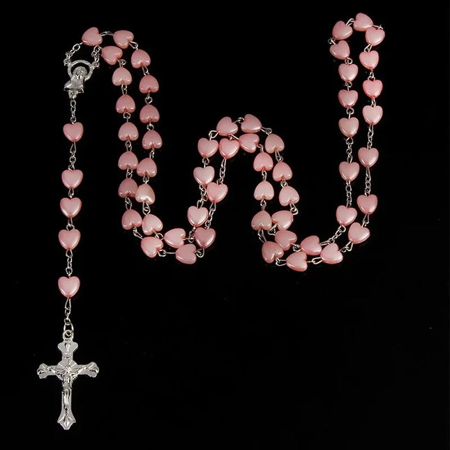 Catholic Porcelain Heart Rosary Car Ornament Mary Blessing by zapcart