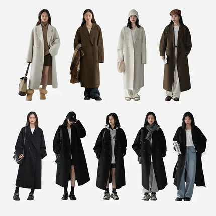Chic Ven Women Long Wool Coat Double Sided Warm Windproof by zapcart