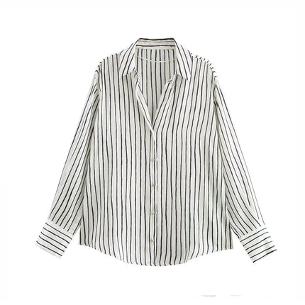 Trafza Womens Casual Solid Turn Down Collar Blouse Chic by zapcart