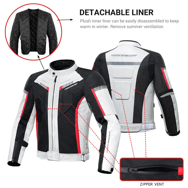 Herobiker Waterproof Motorcycle Jacket For Men EVA Armor by zapcart