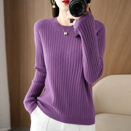 Women Sweaters Autumn Winter O Neck Stripe Warm Pullover by zapcart