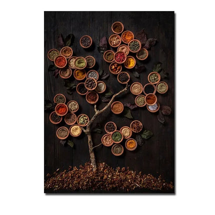 Kitchen Wall Art Herbs Spices Canvas Painting Nordic Decor by zapcart