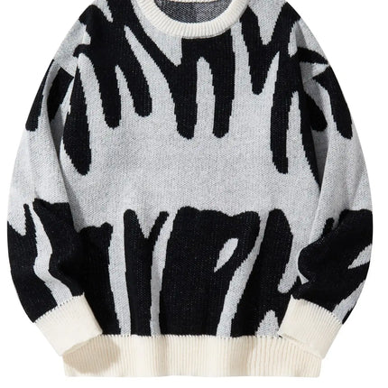 CN Fujian Mens Irregular Jacquard Pullover Sweater Casual by zapcart
