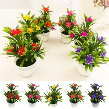 Artificial Flowers Pot Lifelike Low Maintenance Home Decor by zapcart
