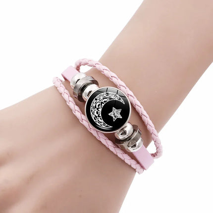 Sun Moon Couple Leather Bracelet FIMAODZCN Noctilucent Gift by zapcart
