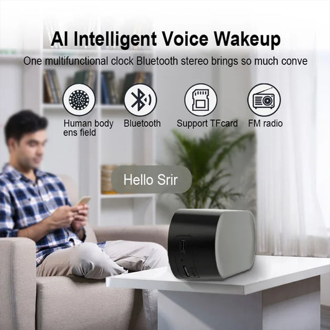 XMSJ Wireless Bluetooth Speaker Alarm Clock RGB Mirror Home