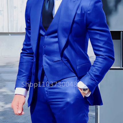CN Zhejiang Men Three Piece Skinny Fit Wedding Suit by zapcart