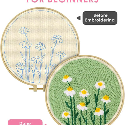 DIY Punch Needle Kits for Beginners Cute Animal with Hoop Embroidery Punch Needle Starter Craft Set Giraffe Festival Gift by zapcart