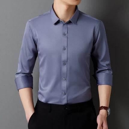 Faboten Mens Long Sleeve Shirt Solid Color Soft Fit by zapcart