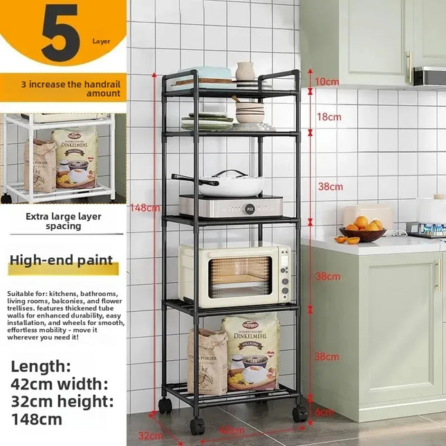 Kitchen multi-layer floor storage rack, household removable storage rack integrated wall rack by zapcart